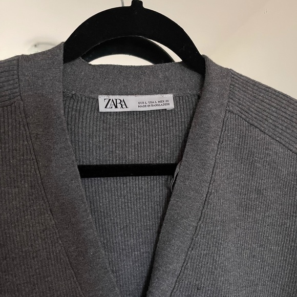 Zara | Grey Ribbed Cardigan - Picture 3 of 4